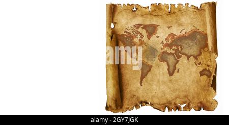 Abstract map of the world on old paper. Stock Photo
