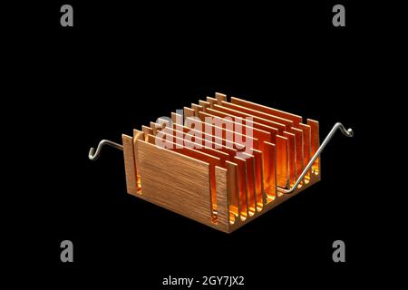 Copper heatsink to release heat from the chipset. Stock Photo