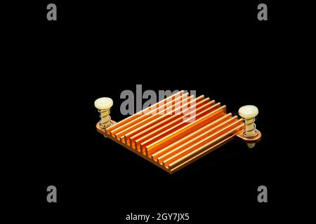 Copper heatsink to release heat from the chipset. Stock Photo