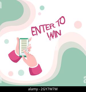 Handwriting text Enter To Win, Word Written on exchanging something value for prize chance winning prize Abstract Spreading Message Online, Global Con Stock Photo