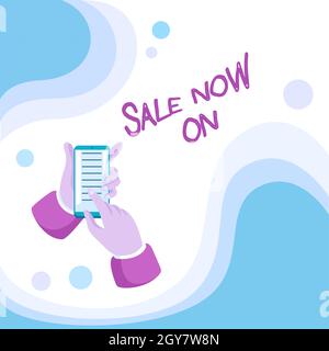Sign displaying Sale Now On, Concept meaning Discounts and promotional sales retail marketing offer Abstract Spreading Message Online, Global Connecti Stock Photo