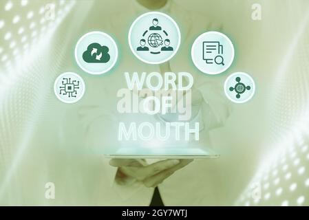 Handwriting text Word Of Mouth, Conceptual photo information that is transmitted without being written down Inspirational business technology concept Stock Photo