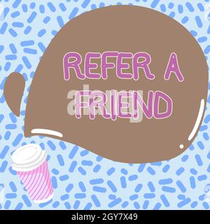 Writing displaying text Refer A Friend, Word for direct someone to another or send him something like gift Colorful Design Displaying Message, Abstrac Stock Photo