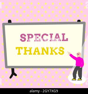 Text sign showing Special Thanks, Business showcase appreciating something or someone in a most unique way Colorful Design Displaying Message, Abstrac Stock Photo