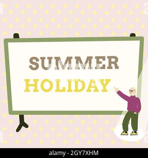 Hand writing sign Summer Holiday, Concept meaning special period of time in summer for relaxation and fun Colorful Design Displaying Message, Abstract Stock Photo