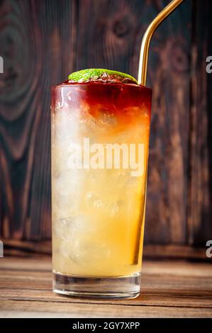 Glass of Holy water cocktail on the wooden background Stock Photo