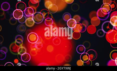 Computer generated the rows of multi colored circles and rings. 3d rendering abstract background from different round particles Stock Photo