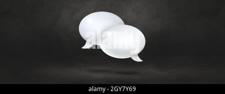 3D white speech bubbles isolated on black banner background Stock Photo