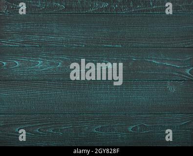 Vintage turquoise teal wooden planks background texture with scratches and stains over painted weathered wood surface Stock Photo