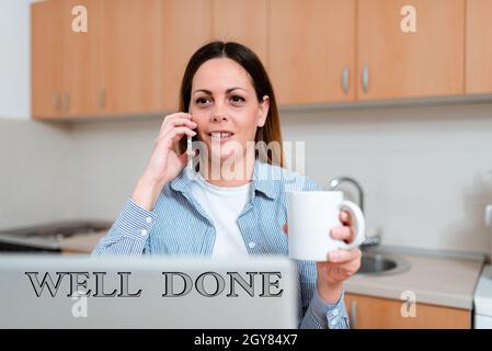 Conceptual display Well Done, Internet Concept used praising an individual or group for something have done good way Abstract Working At Home Ideas, I Stock Photo