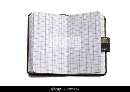 Notepad in military design for everyday notes and notes on a white isolated background Stock Photo