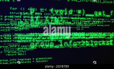 Programming code through the computer screen terminal, computer generated Stock Photo