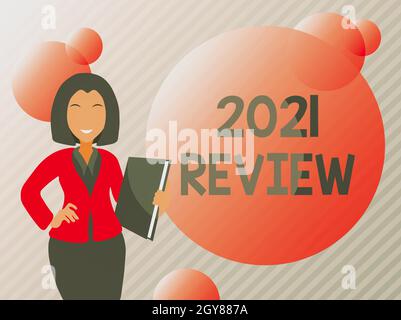 Text showing inspiration 2021 Review, Business idea remembering past year events main actions or good shows Abstract Discussing Important News, Explai Stock Photo