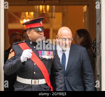 London, UK. 7th Oct, 2021. Colour Sergeant Johnson Beharry VC GOC, (left) and Nadhim Zahawi, Education Secretary in Downing Street, Credit: Ian Davidson/Alamy Live News Stock Photo