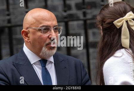 London, UK. 7th Oct, 2021. Nadhim Zahawi, Education Secretary in Downing Street, Credit: Ian Davidson/Alamy Live News Stock Photo