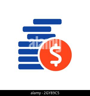 Coins stack outline vector illustration. Money stacked coins glyph icon. Finances sign. Graph symbol for your web site design, logo, app, UI Stock Photo