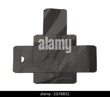 protective paper from under a box with a perfume, template from black corrugated cardboard, white background Stock Photo