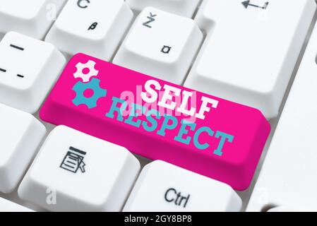 Text sign showing Self Respect, Business concept Pride and confidence in oneself Stand up for yourself Offering Speed Typing Lessons And Tips, Improvi Stock Photo