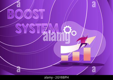 Hand writing sign Boost System, Business idea Rejuvenate Upgrade Strengthen Be Healthier Holistic approach Colorful Image Displaying Progress, Abstrac Stock Photo