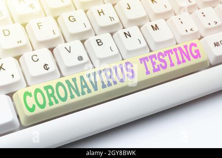 Sign displaying Coronavirus Testing, Business concept Collection of samples from a viable patient to identify SARSCoV2 Typing Online Member Name Lists Stock Photo