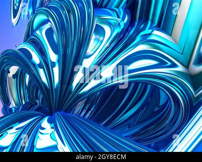 waves twisted inward. Imaginatory lush fractal texture generated image abstract background, 3D rendering