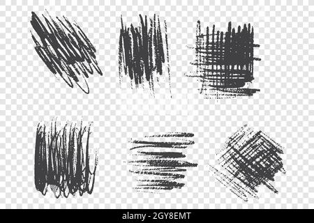Chaotic charcoal scribble vector illustrations set. Messy ink brush ...