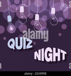 Conceptual display Quiz Night, Business concept evening test knowledge competition between individuals Abstract Displaying Different Ideas, Lights Pre Stock Photo