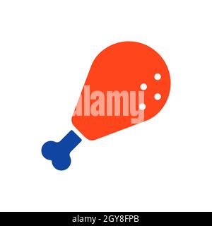 Chicken leg vector glyph icon. Fast food sign. Graph symbol for cooking web site and apps design, logo, app, UI Stock Photo