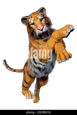 Digitally rendered big wild cat, red tiger, 3D Illustration Stock Photo -  Alamy