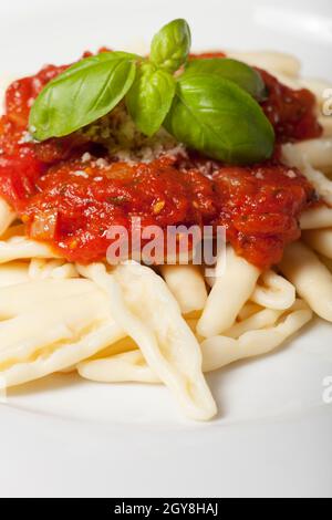 Capunti alla puttanesca an italian pasta dish Stock Photo