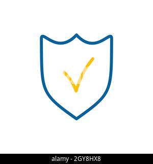 Best protection shield outline icon vector. Finances sign. Graph symbol for your web site design, logo, app, UI. Vector illustration, EPS10. Stock Photo