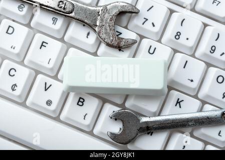 Typing Device Instruction Manual, Posting Product Review Online Stock Photo