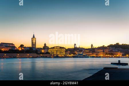 City of Rab in Croatia at night Stock Photo