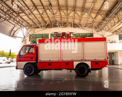 valve main control Fire truck car firefighter rescue Stock Photo