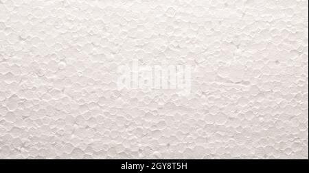 Texture of polystyrene board, close up as background, packing or insulation concept, header or backdrop Stock Photo