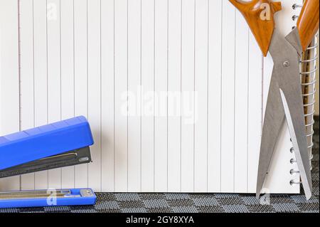 Multiple Assorted Collection Office Stationery Photo Placed Over Table Stock Photo