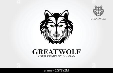 Great Wolf Vector Logo Template. Wolf Head Symbol. Great for Badge Label Sign Icon Logo Design. Creative Vector illustration. Stock Vector