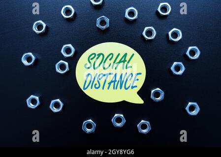 Text showing inspiration Social Distance, Business concept maintaining a high interval physical distance for public health safety Workshop Improvement Stock Photo