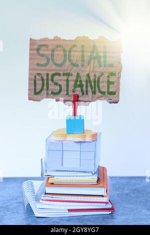 Handwriting text Social Distance, Business showcase maintaining a high interval physical distance for public health safety Organized And Neat Sorting Stock Photo