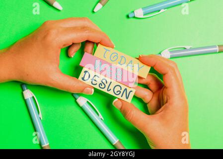 Inspiration showing sign Web Design, Word Written on website creation which includes layout, content, and graphics Brainstorming Problems And Solution Stock Photo