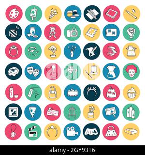 Various hobbies and professions icons collection - Vector illustration Stock Photo