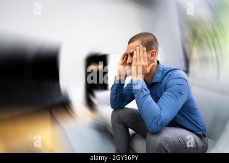 Vertigo Dizzynes. BPPV Head Brain Stroke And Canaliths Stock Photo