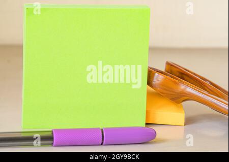 Multiple Assorted Collection Office Stationery Photo Placed Over Table Stock Photo