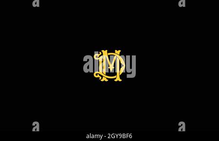 LETTERS DM LOGO DESIGN WITH NEGATIVE SPACE EFFECT FOR ILLUSTRATION USE Stock Vector
