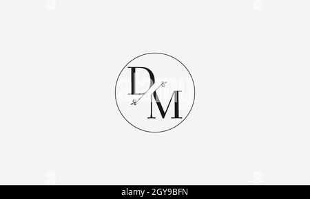 LETTERS DM LOGO DESIGN WITH NEGATIVE SPACE EFFECT FOR ILLUSTRATION USE Stock Vector