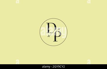 LETTERS DP LOGO DESIGN WITH NEGATIVE SPACE EFFECT FOR ILLUSTRATION USE Stock Vector