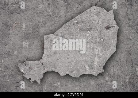 Map of Niger on weathered concrete Stock Photo