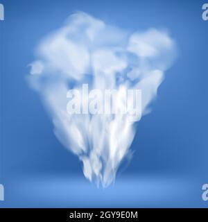 Smoke or Fog Transparent Pattern on Blue Background. Cloud Special Effect. Natural Phenomenon, Mysterious Atmosphere or Mist of River. Stock Photo
