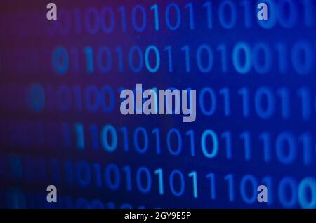 binary number, computer on blue background screen concept, internet and computer technology Stock Photo
