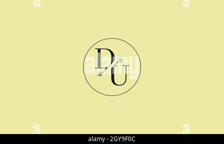 LETTERS DU LOGO DESIGN WITH NEGATIVE SPACE EFFECT FOR ILLUSTRATION USE Stock Vector